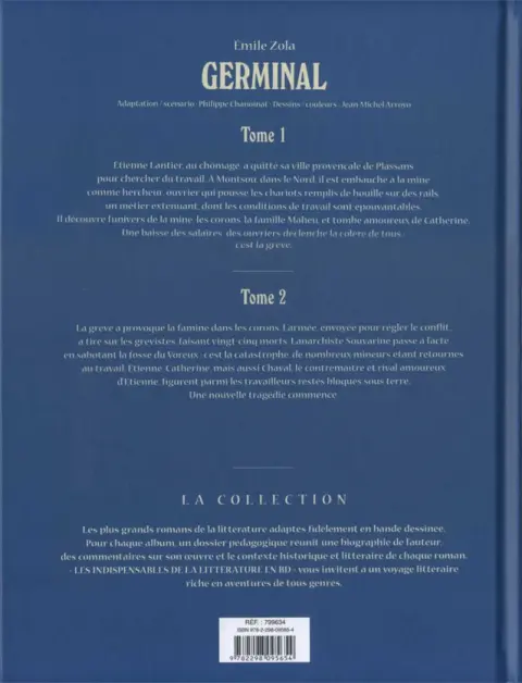 Verso de l'album Les Indispensables de la Littérature en BD Germinal - Tomes 1 et 2