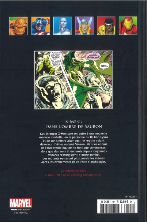 Verso de l'album Marvel Comics - La collection de référence Tome 101 X-Men - Dans l'Ombre de Sauron