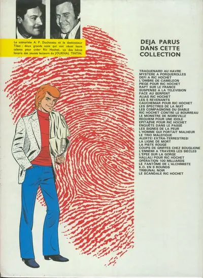 Verso de l'album Ric Hochet Tome 23 La ligne de mort