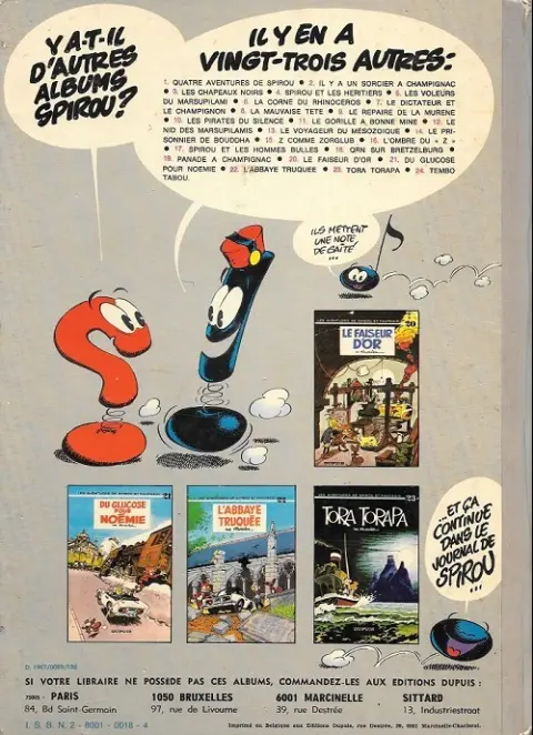 Verso de l'album Spirou et Fantasio Tome 16 L'ombre du Z