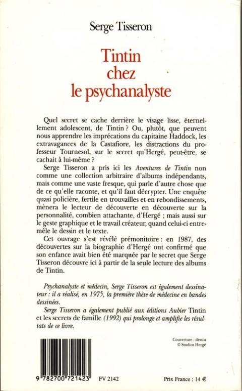 Verso de l'album Tintin chez le psychanalyste