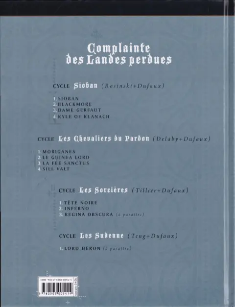 Verso de l'album Complainte des Landes perdues Sioban Tome 3 Dame Gerfaut