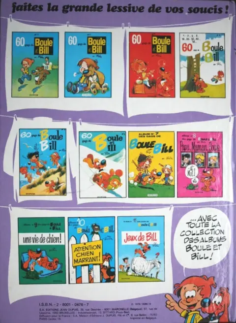 Verso de l'album Boule & Bill Tome 12 Ce coquin de cocker