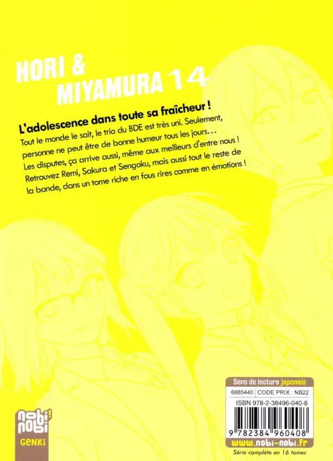 Verso de l'album Horimiya 14