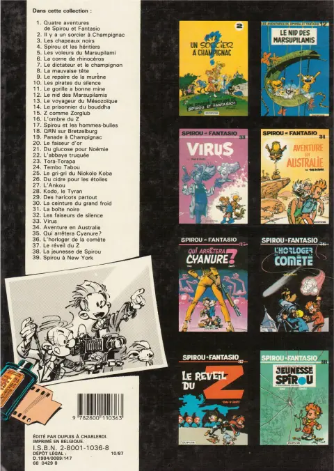 Verso de l'album Spirou et Fantasio Tome 33 Virus