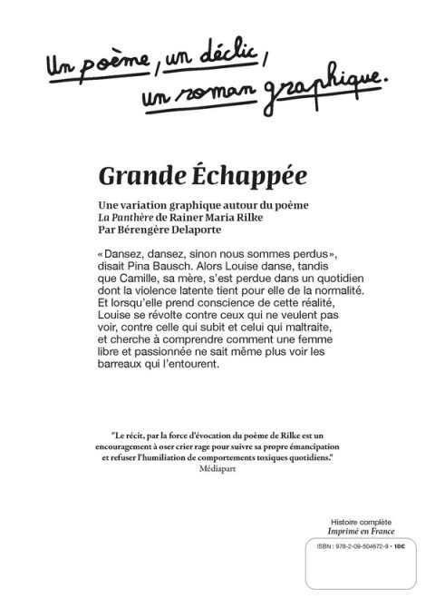 Verso de l'album Grande échappée