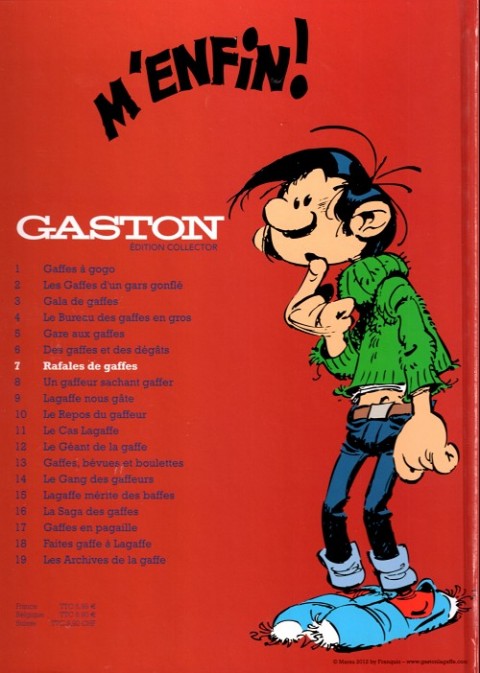 Verso de l'album Gaston Édition Collector (Télé 7 jours) Tome 7 Rafales de gaffes
