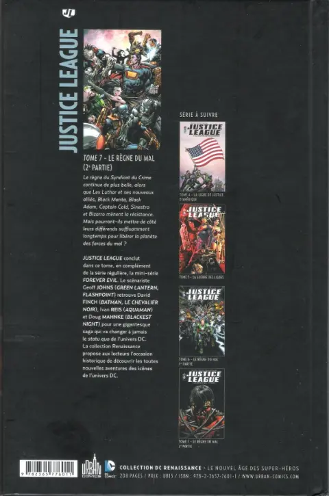 Verso de l'album Justice League Tome 7 Le Règne du mal - 2e partie
