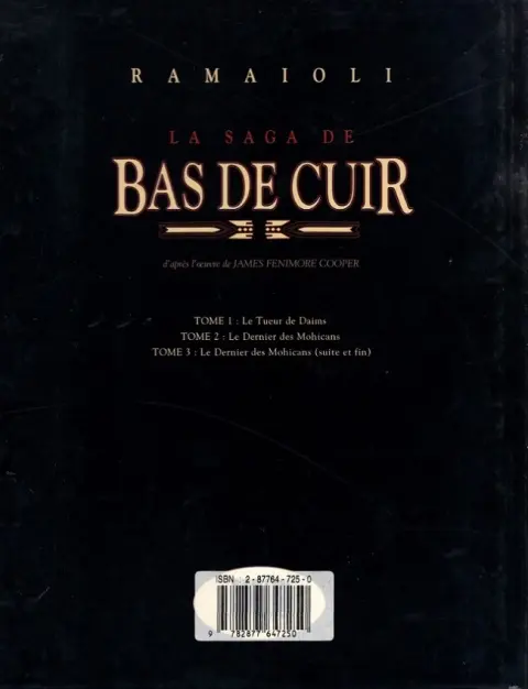 Verso de l'album La saga de Bas de Cuir Tome 3 Le derniers des Mohicans