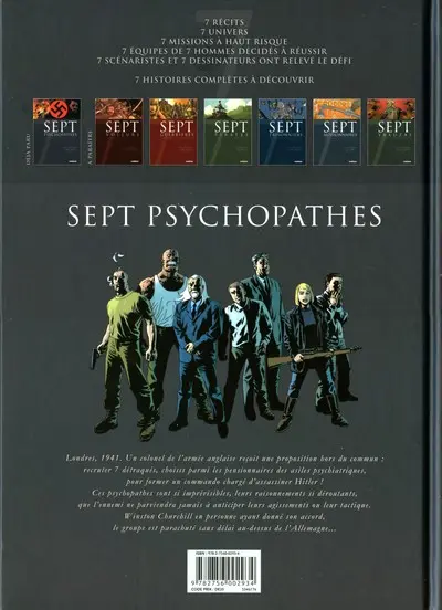 Verso de l'album Sept Cycle 1 Tome 1 Sept psychopathes