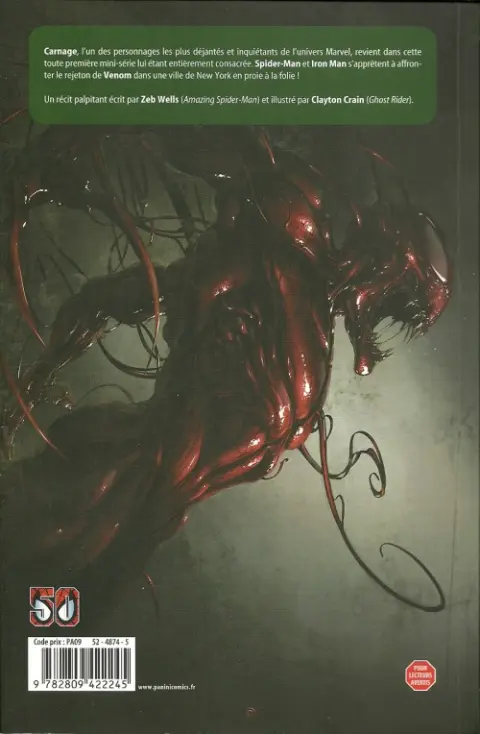 Verso de l'album Spider-Man Carnage : Une affaire de famille