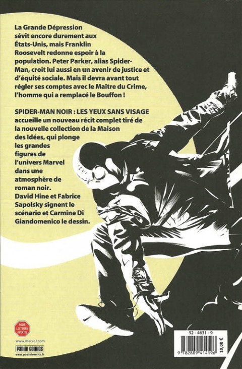 Verso de l'album Spider-Man Noir Tome 2 Les Yeux sans visage
