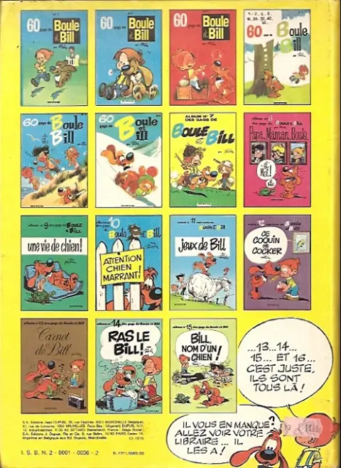 Verso de l'album Boule & Bill Tome 7