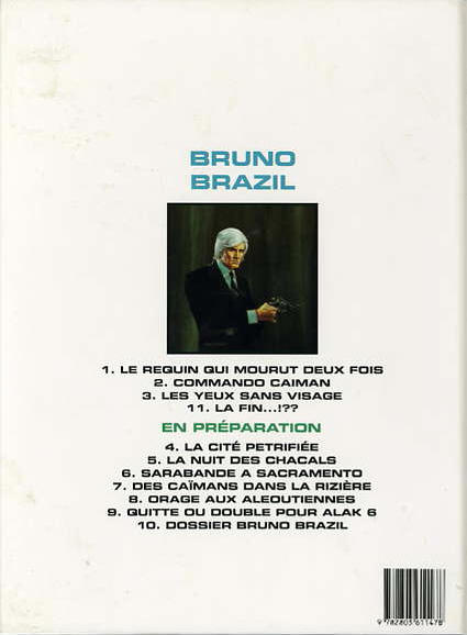 Verso de l'album Bruno Brazil Tome 2 Commando Caïman