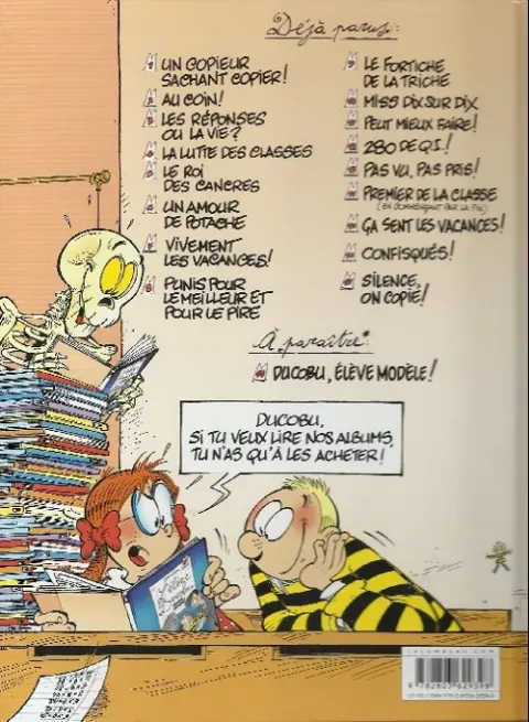 Verso de l'album L'Élève Ducobu Tome 3 Les réponses ou la vie ?