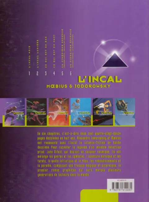 Verso de l'album L'Incal Tome 6 La Cinquième Essence - Deuxième partie : La Planète Difool