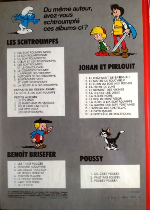 Verso de l'album Johan et Pirlouit Tome 7 La flèche noire