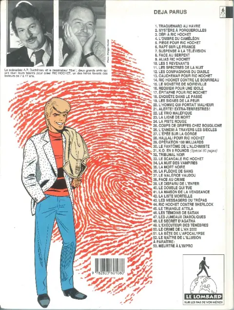 Verso de l'album Ric Hochet Tome 6 Rapt sur le France