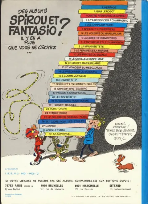 Verso de l'album Spirou et Fantasio Tome 3 Les chapeaux noirs