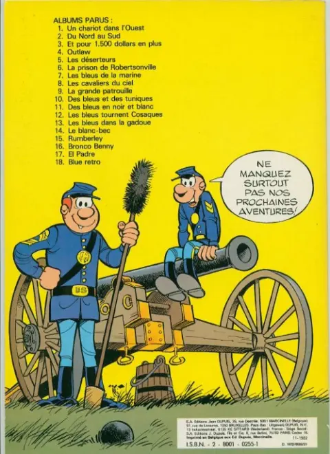 Verso de l'album Les Tuniques Bleues Tome 1 Un chariot dans l'Ouest