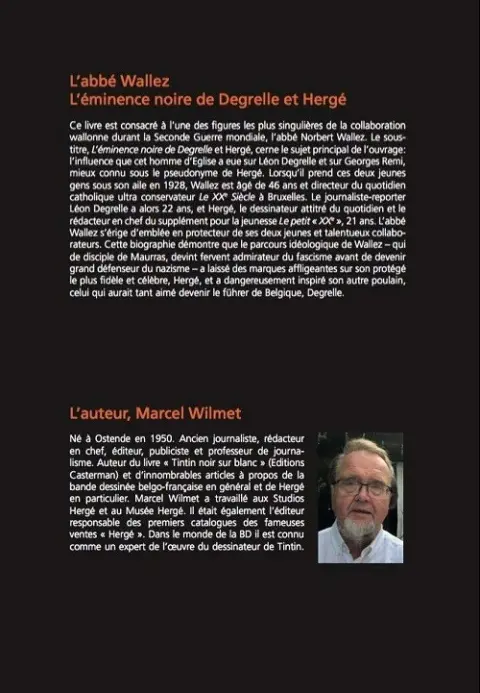 Verso de l'album L’abbé Wallez, l’éminence noire de Degrelle et Hergé