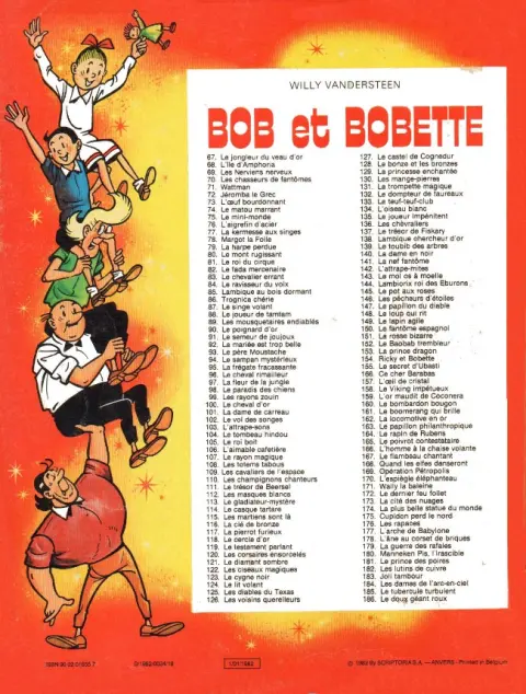 Verso de l'album Bob et Bobette Tome 186 Le doux géant roux