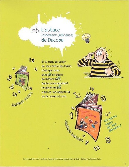 Verso de l'album L'Élève Ducobu Le récréalbum de Ducobu Recueil 2