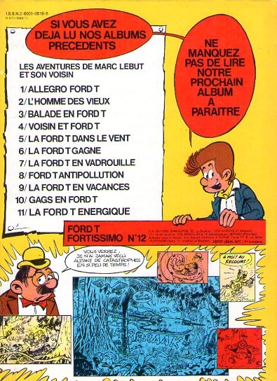 Verso de l'album Marc Lebut et son voisin Tome 11 La Ford T énergique