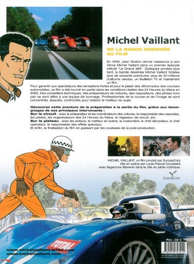 Verso de l'album Michel Vaillant Michel Vaillant, de la bande dessinée au film