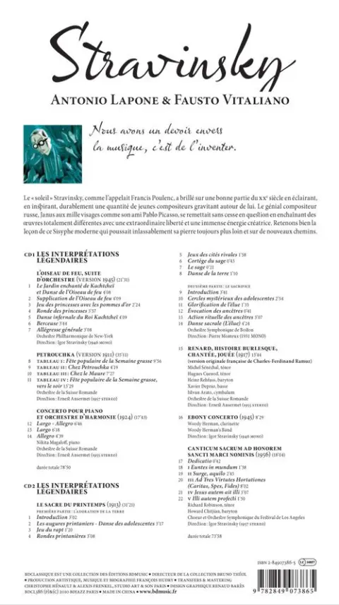 Verso de l'album BD Classique Tome 6 Stravinsky