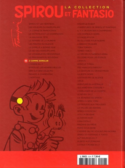 Verso de l'album Spirou et Fantasio La collection Tome 12 Z comme Zorglub