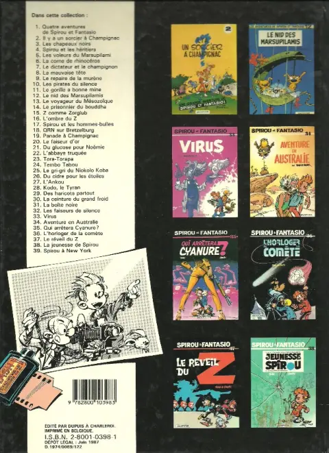 Verso de l'album Spirou et Fantasio Tome 25 Le gri-gri du Niokolo-Koba