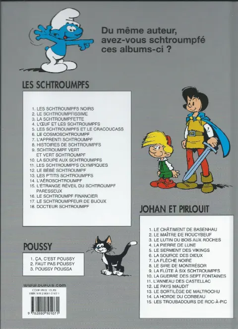 Verso de l'album Johan et Pirlouit Tome 13 Le sortilège de Maltrochu