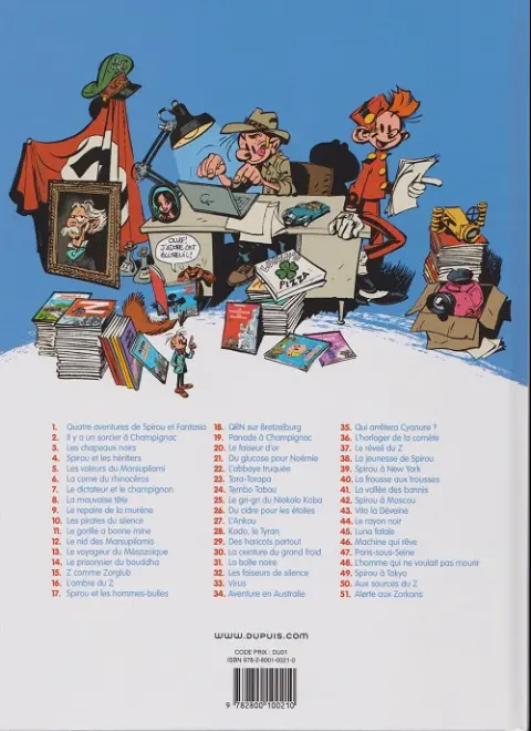 Verso de l'album Spirou et Fantasio Tome 19 Panade à Champignac