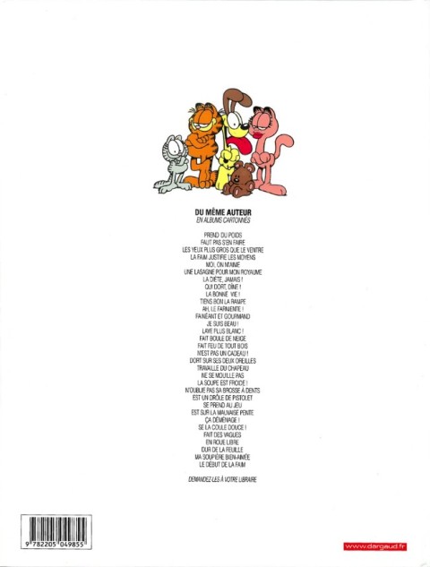 Verso de l'album Garfield Tome 30 Dur de la feuille