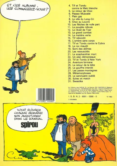 Verso de l'album Tif et Tondu Tome 19 Sorti des abîmes