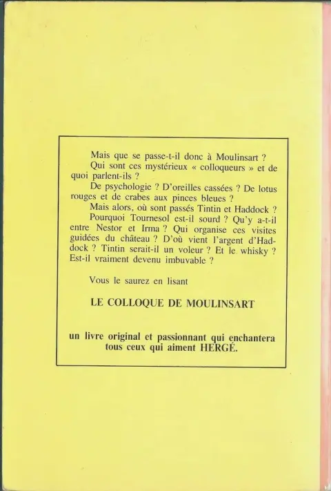 Verso de l'album Le colloque de Moulinsart