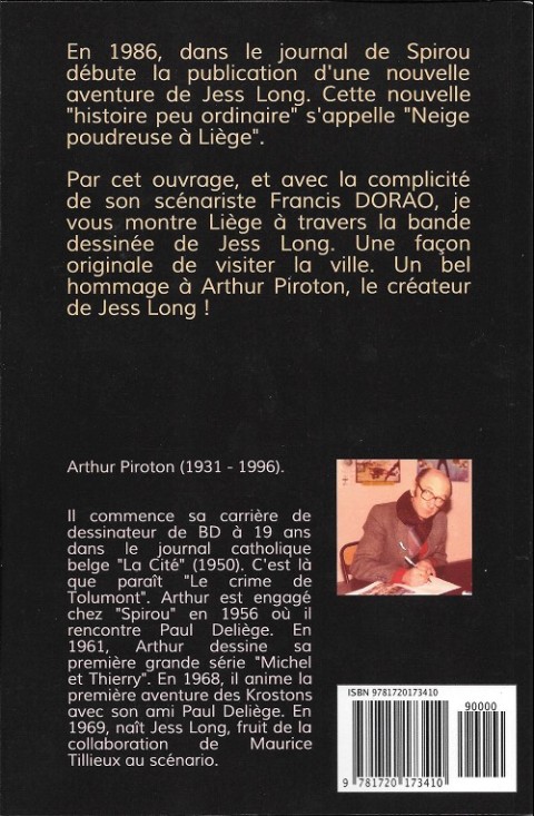 Verso de l'album Jess Long Liège dans la B.D. de Jess Long