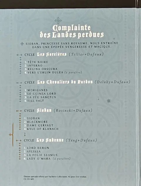 Verso de l'album Complainte des Landes perdues Sioban Tome 4 Kyle of Klanach