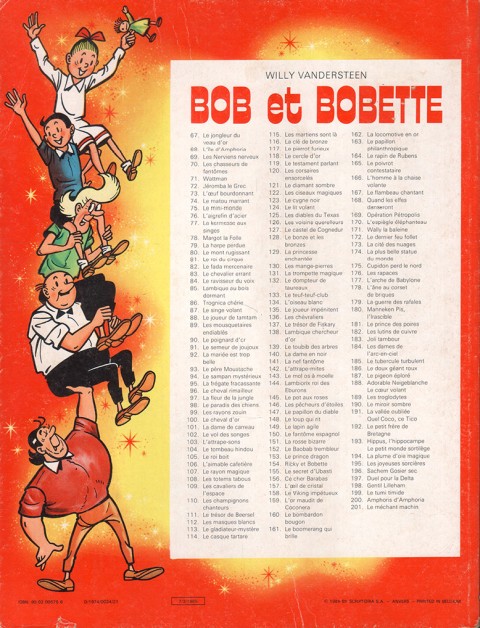 Verso de l'album Bob et Bobette 148 Le loup qui rit