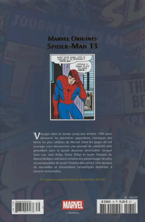 Verso de l'album Marvel Origines N° 79 Spider-Man 13 (1967)