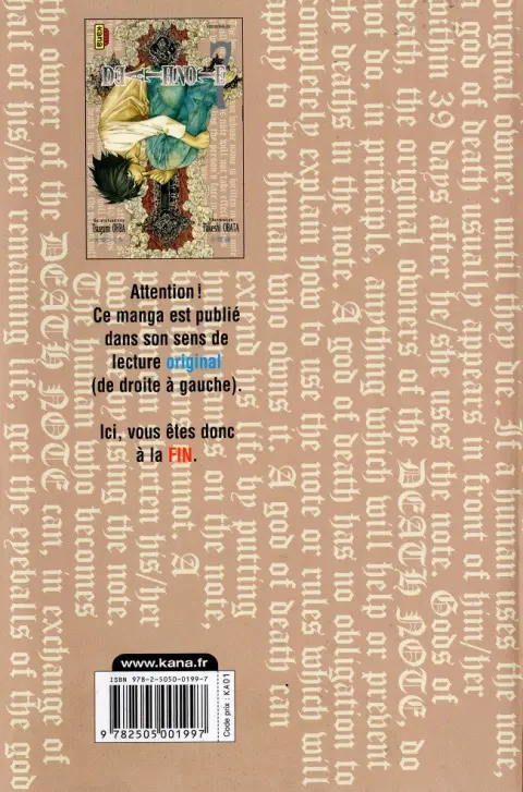 Verso de l'album Death note 7