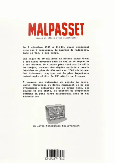 Verso de l'album Malpasset Causes et effets d'une catastrophe