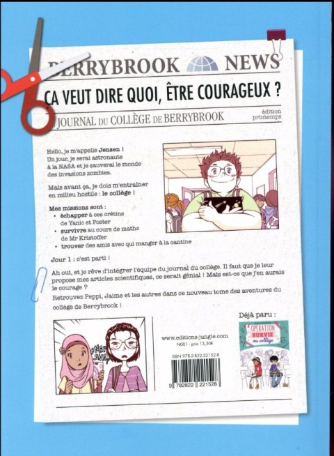 Verso de l'album Opération survie au collège Tome 2 Jensen