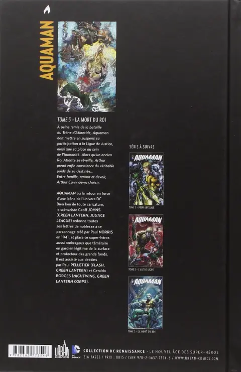 Verso de l'album Aquaman Tome 3 La Mort du roi