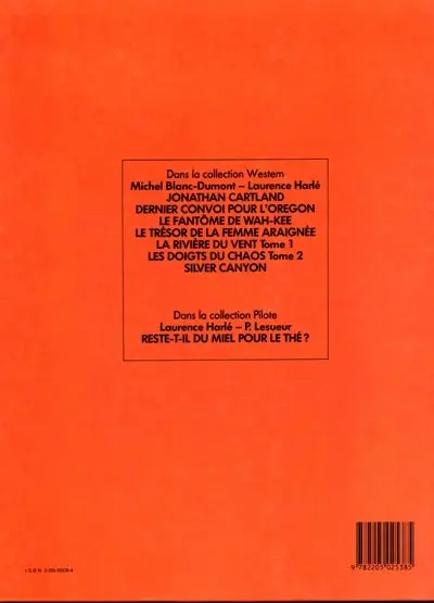 Verso de l'album Jonathan Cartland Tome 7 Silver canyon