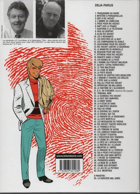 Verso de l'album Ric Hochet Tome 6 Rapt sur le France