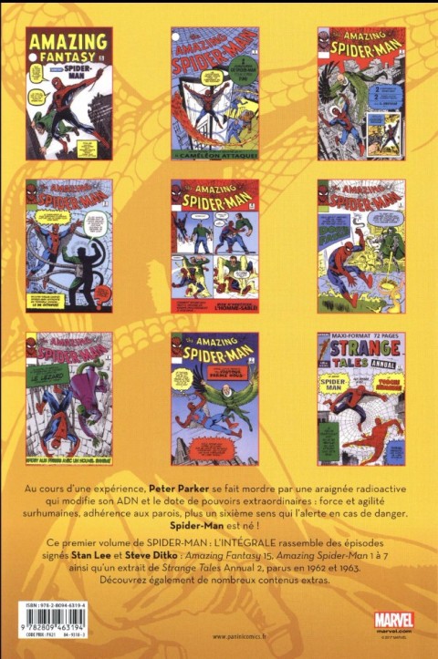 Verso de l'album Spider-Man - L'Intégrale Tome 1 1962-1963