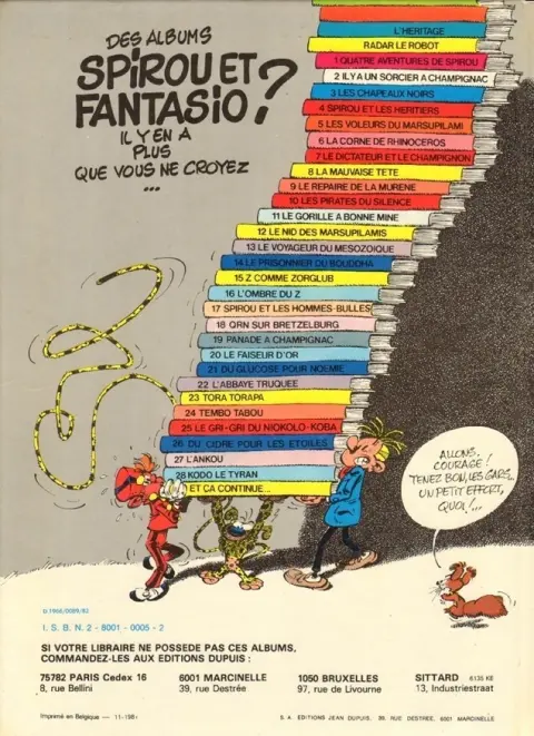 Verso de l'album Spirou et Fantasio Tome 3 Les chapeaux noirs