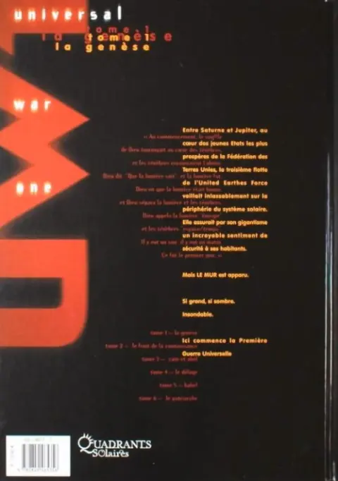 Verso de l'album Universal War One Tome 1 La genèse